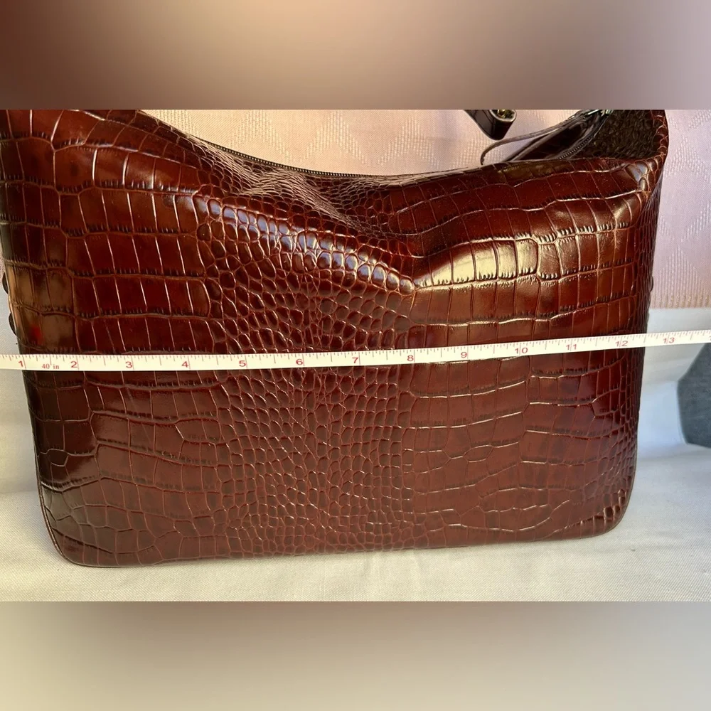 Lauren Ralph Lauren Croc Embossed Leather Shoulder Bag with Gold Hardware - Picture 6 of 8